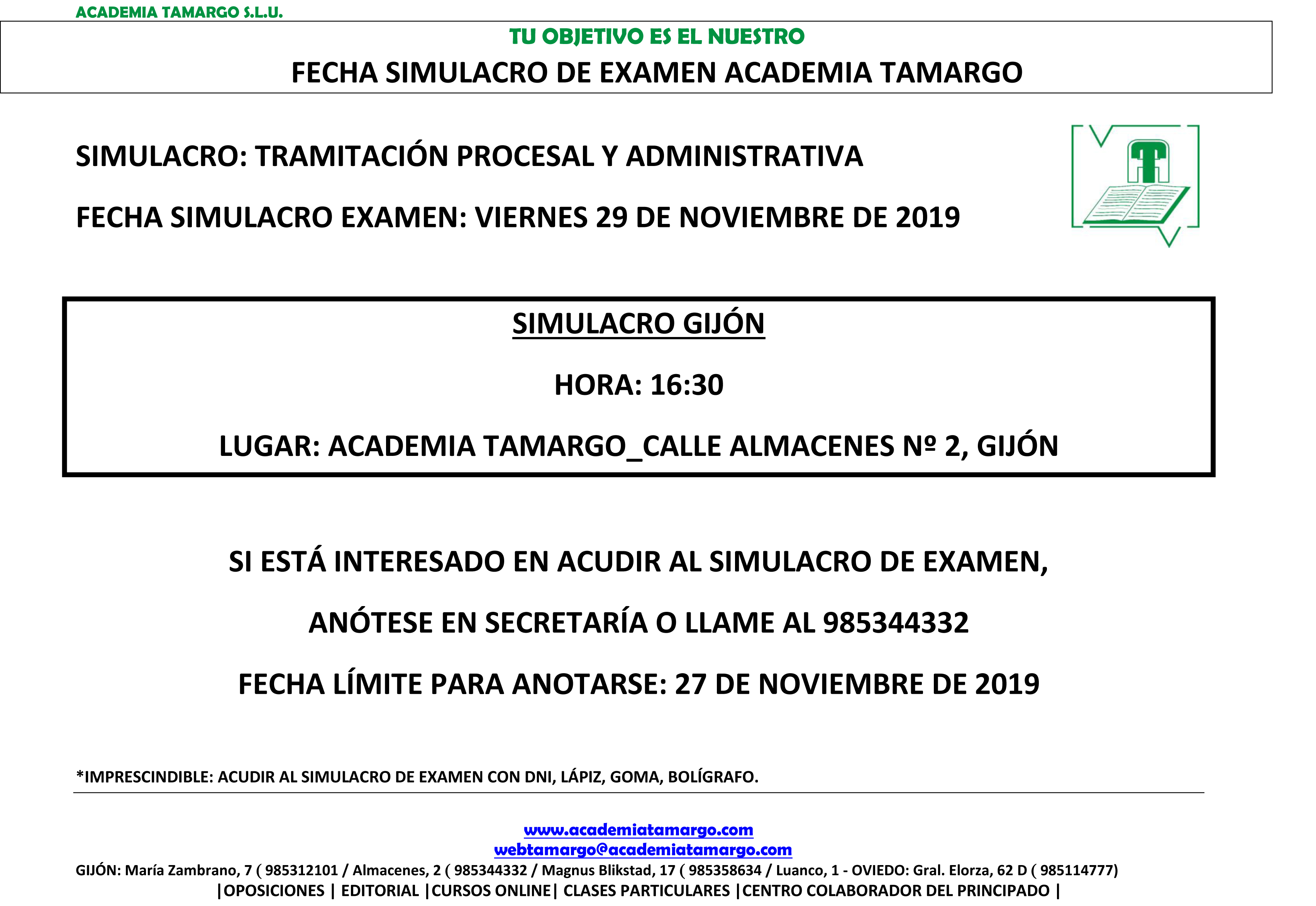 SIMULACRO TRAMITACIÓN 29 DE NOVIEMBRE DE 2019
